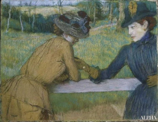 Deux femmes parlant à une clôture - Edgar Degas - Reproductions de tableaux et peintures haut de gamme