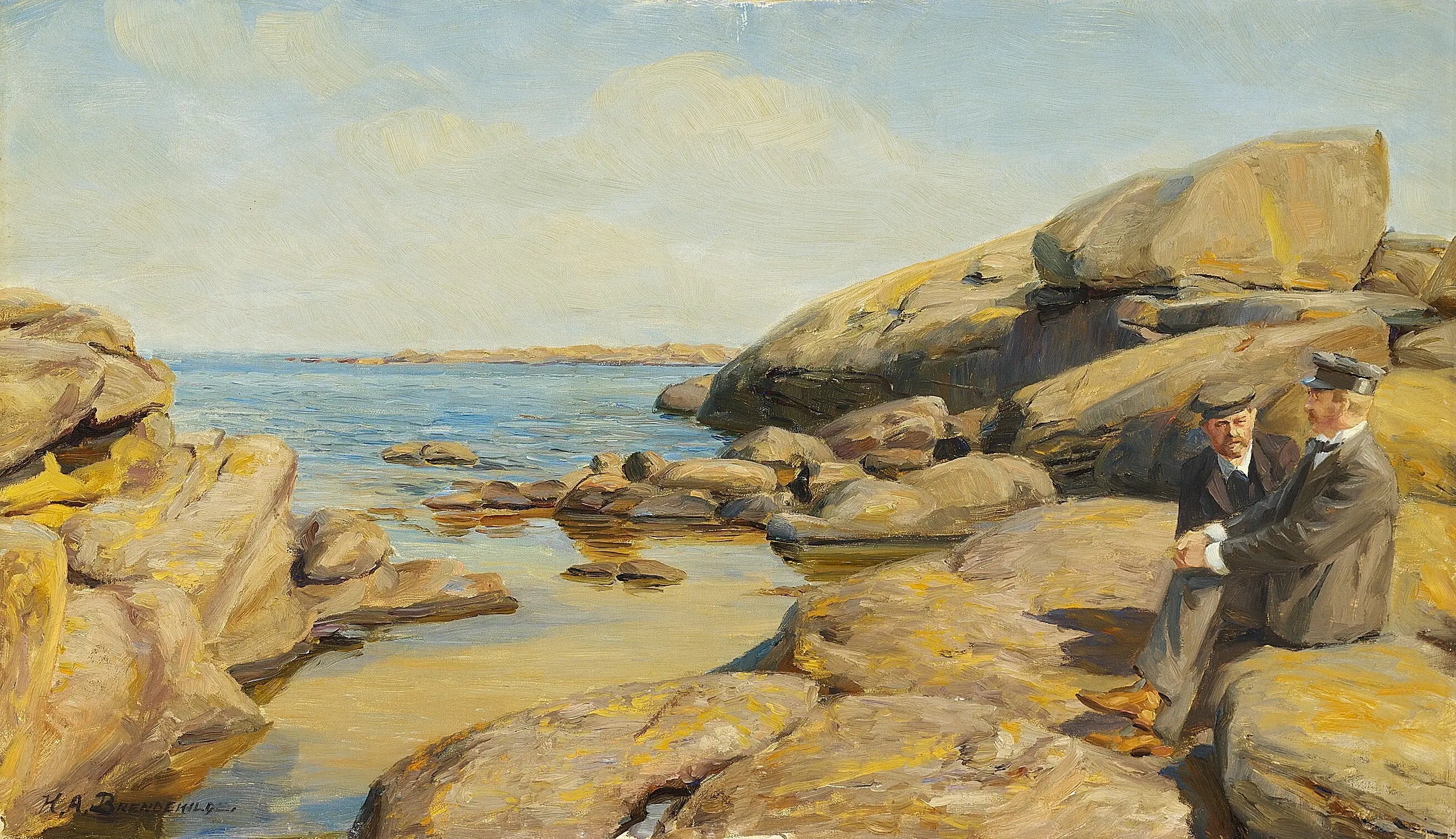 Deux hommes sur une plage de Bornholm. - H. A. Brendekilde - Alpha Reproduction