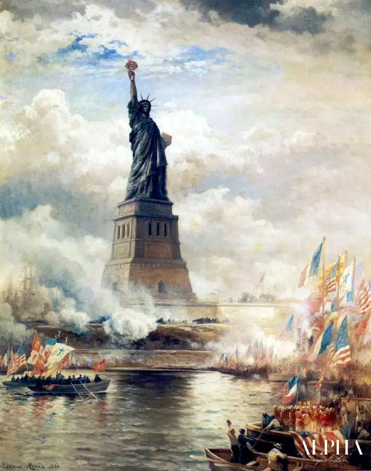 Dévoilement de la statue de la Liberté éclairant le monde, 1886 - Edward Moran - Reproductions de tableaux et peintures haut de gamme