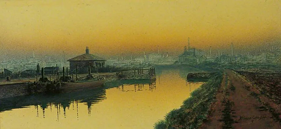 Dimanche soir, Knostrop Cut, Leeds - John Atkinson Grimshaw image 1 copie de tableau peinte à la main