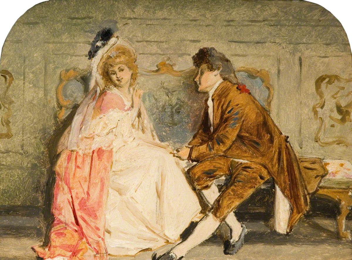 Dolly Varden, personnage du roman « Barnaby Rudge » de Charles Dickens (croquis) - William Powell Frith image 1 copie de tableau peinte à la main