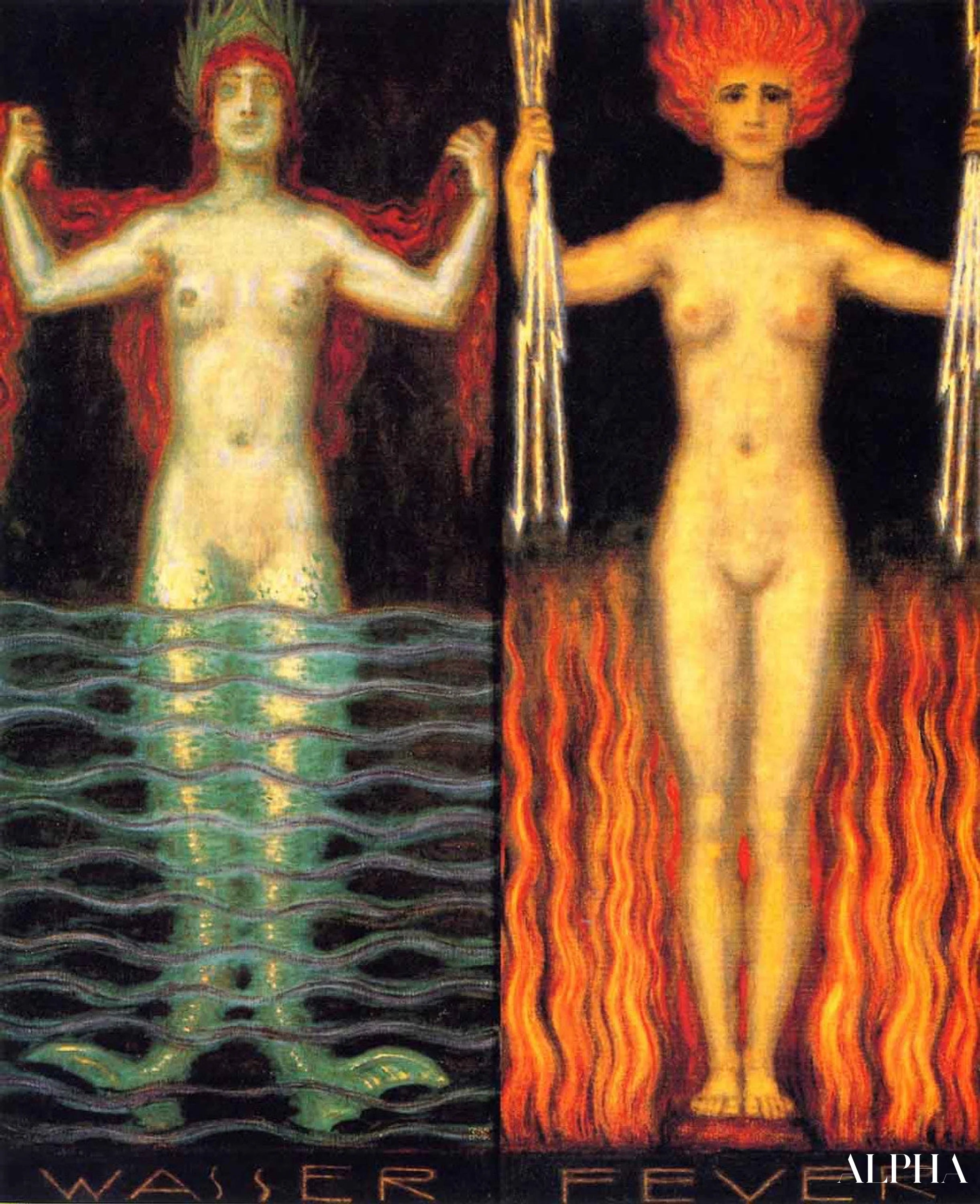 Reproduction du tableau « Eau et Feu - Franz Von Stuck » par Alpha Reproduction en peinture à l’huile