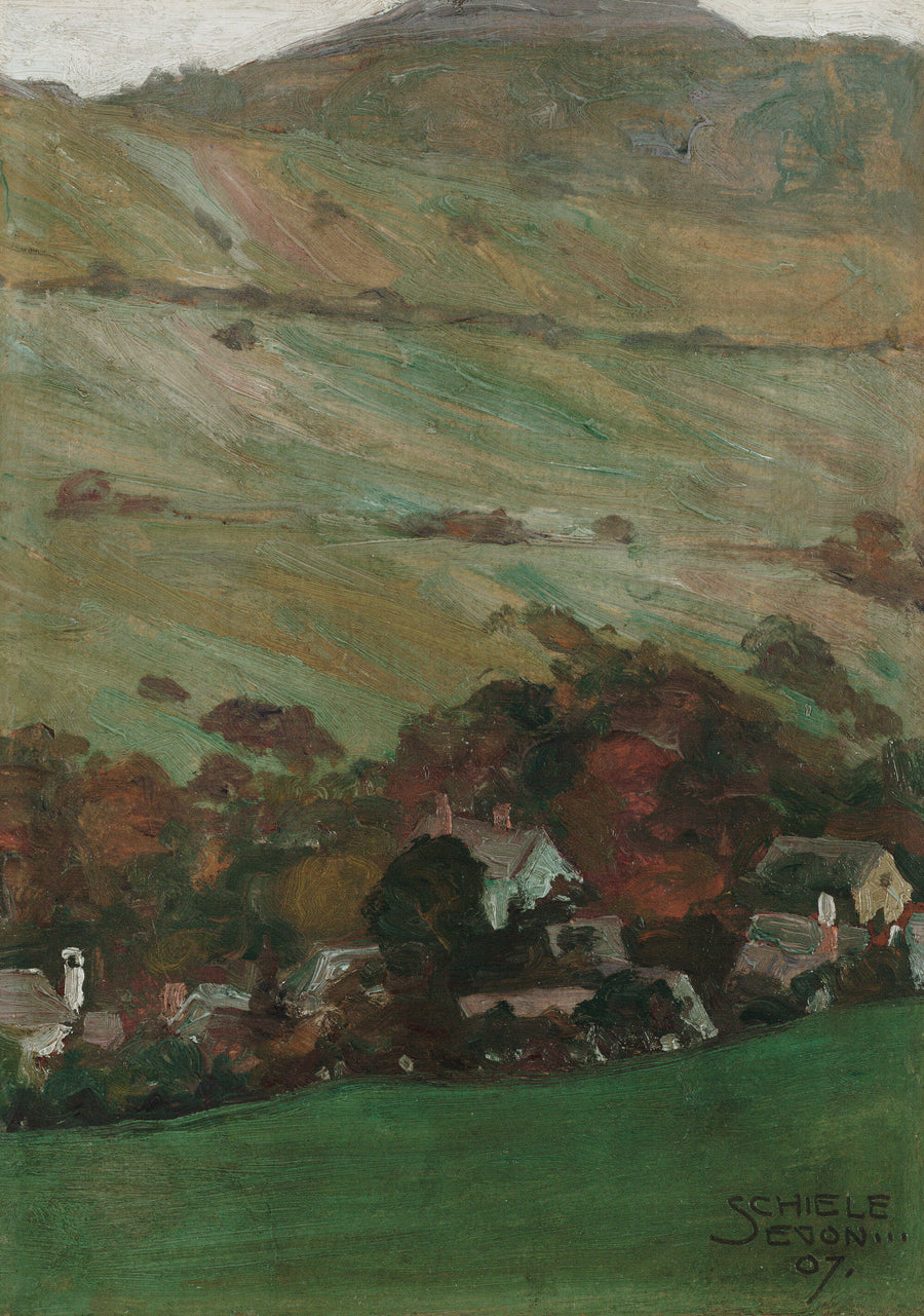 Village au pied d'une colline (1907) - Egon Schiele