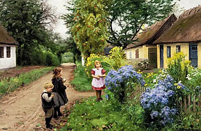 Enfants au Kirkestien. Jyllinge. - H. A. Brendekilde - Alpha Reproduction