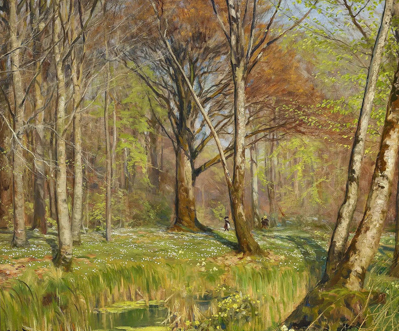 ילדים ביער באspring. האנמונים בפרחים. - ה. א. ברנדקילדה