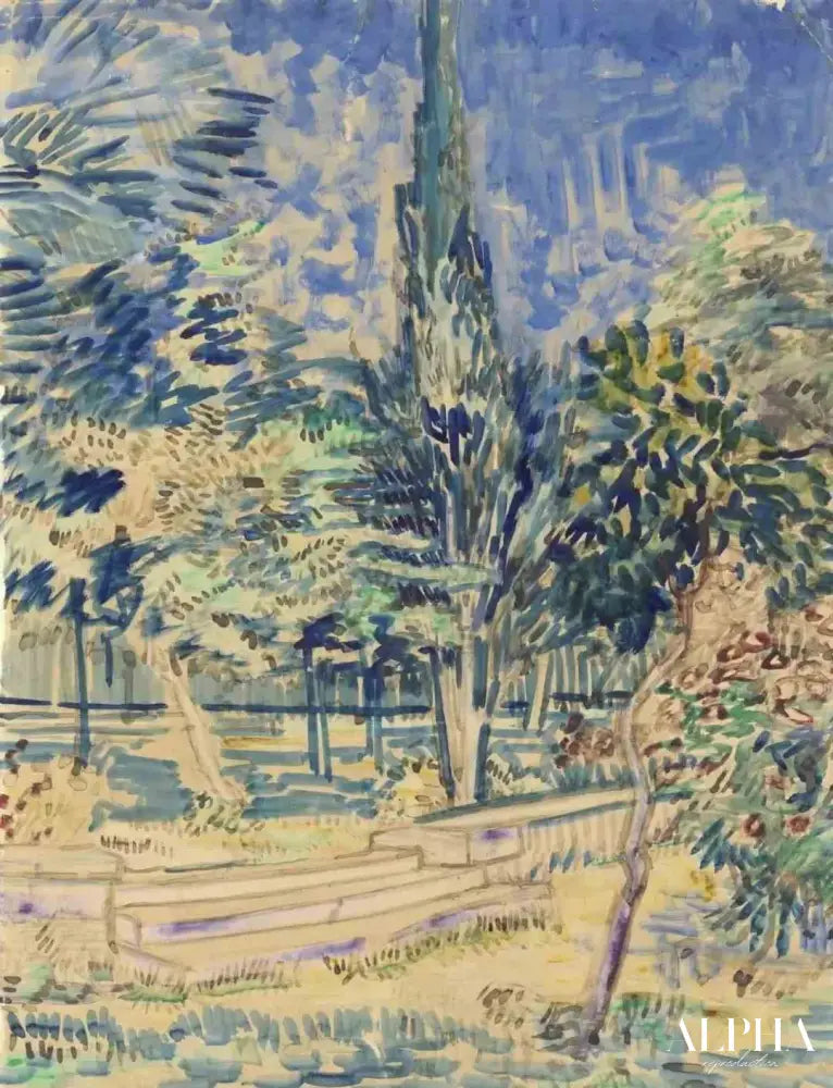 Escalier dans le jardin de l'asile - Van Gogh - Reproductions de tableaux et peintures haut de gamme