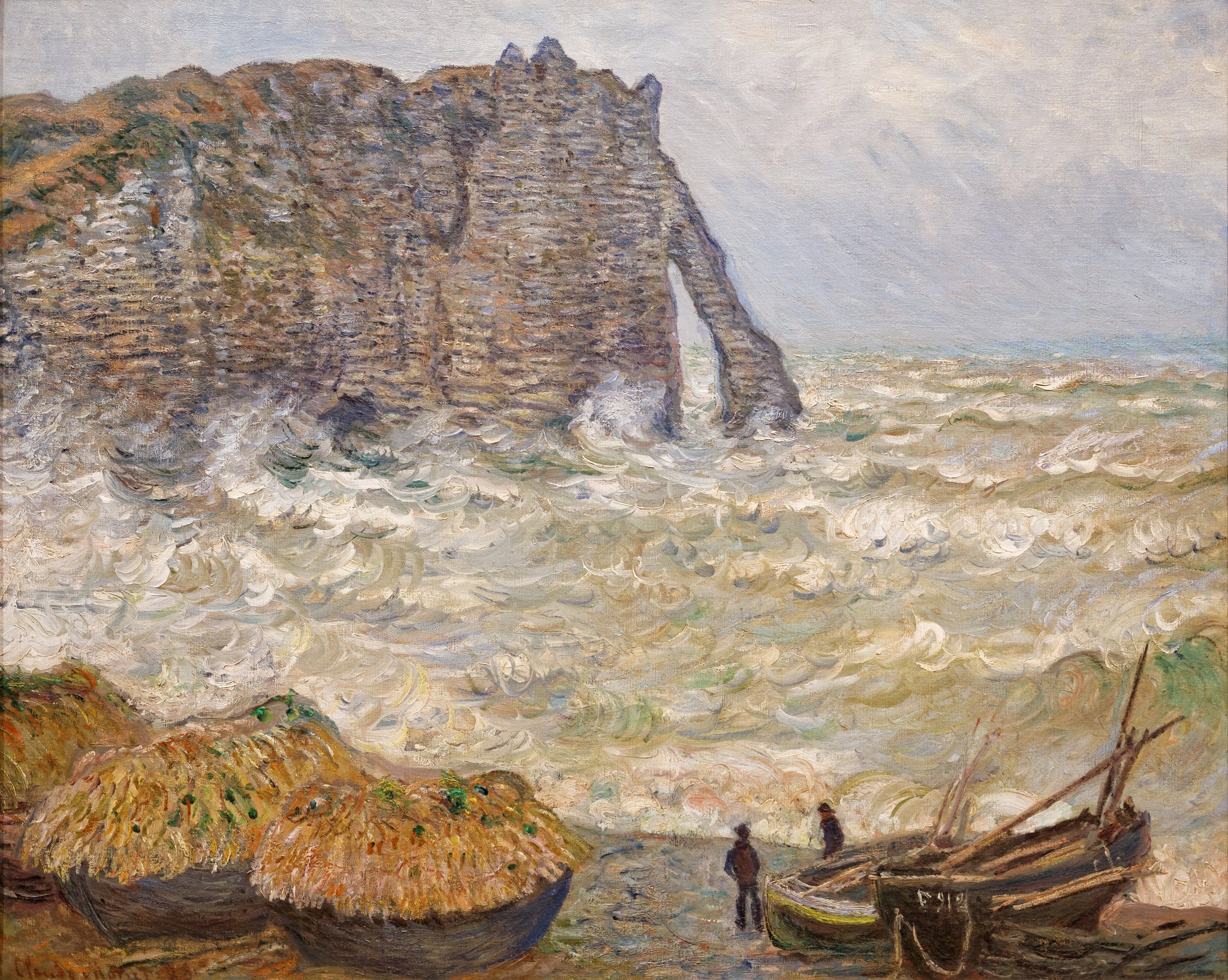 Mer agitée à Étretat de Claude Monet – vue complète haute définition