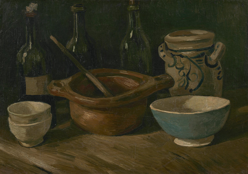 טבע דומם עם קרמיקה ובקבוקים - Vincent van Gogh