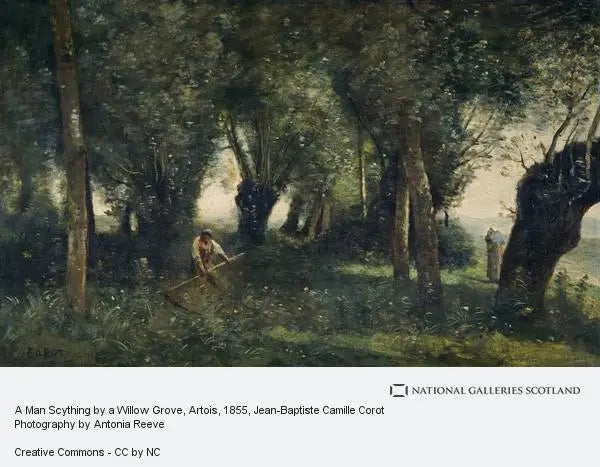 Faucheur auprès d'une saulaie (Artois) - Jean-Baptiste Camille Corot image 1 reproduction réalisée par Alpha Reproduction