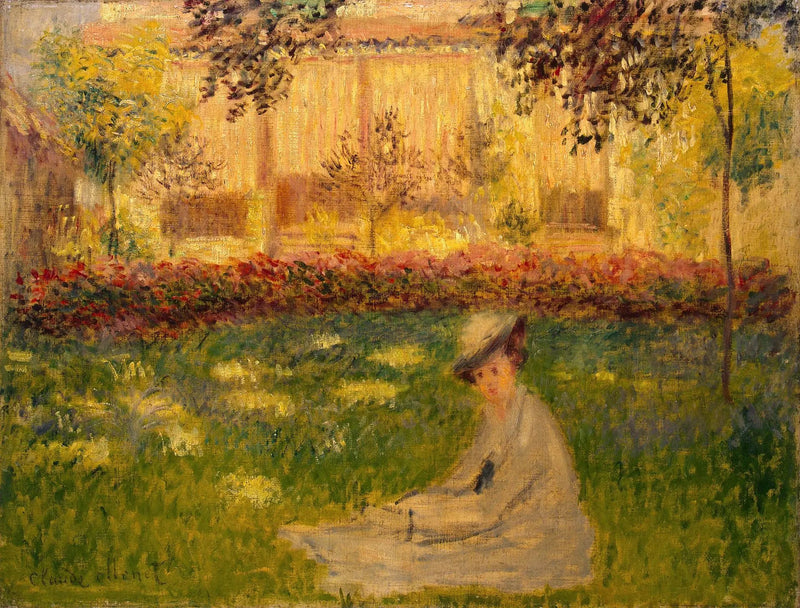 אישה יושבת בגינה - Claude Monet
