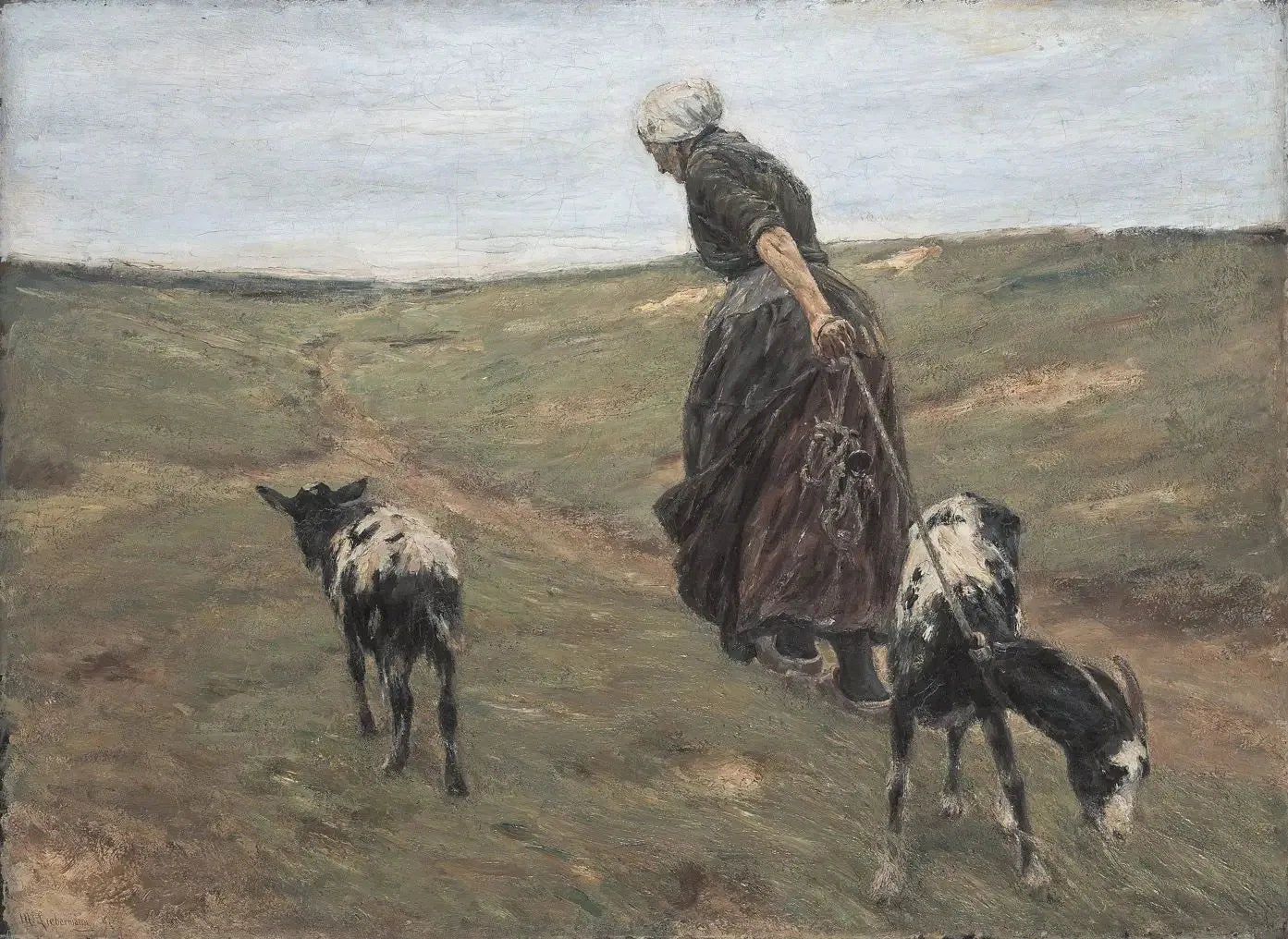 Femme avec des chèvres dans les dunes - Max Liebermann image 1 tableau peint à l’huile sur toile