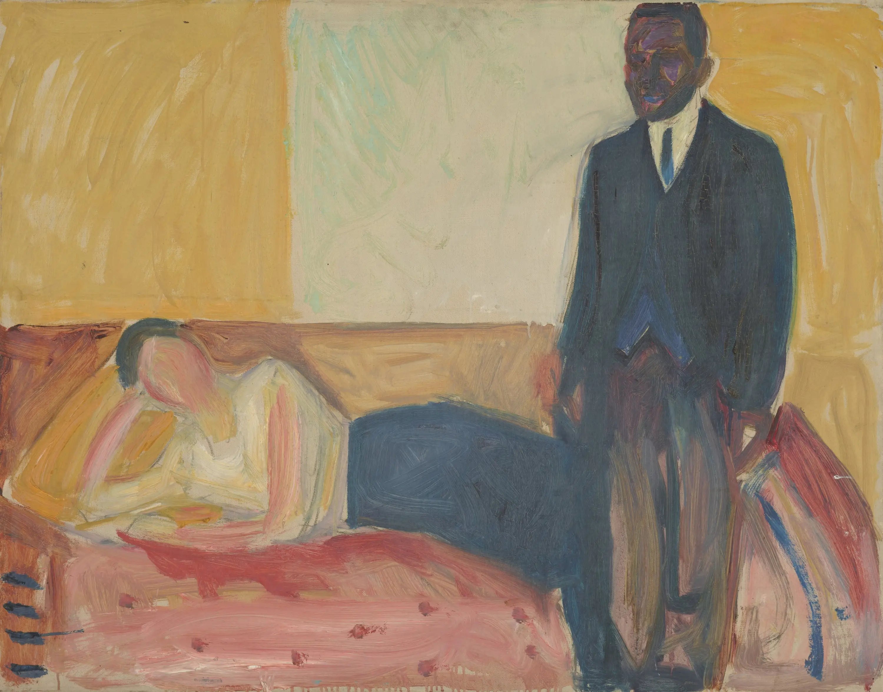 Reproduction du tableau « Femme couchée et Africaine debout - Edvard Munch » par Alpha Reproduction en peinture à l’huile