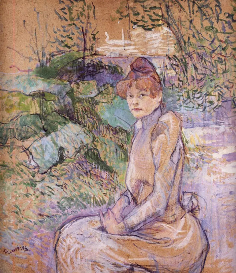 Femme dans le jardin de monsieur Forest - Henri de Toulouse-Lautrec image 1 reproduction de peinture à l’huile