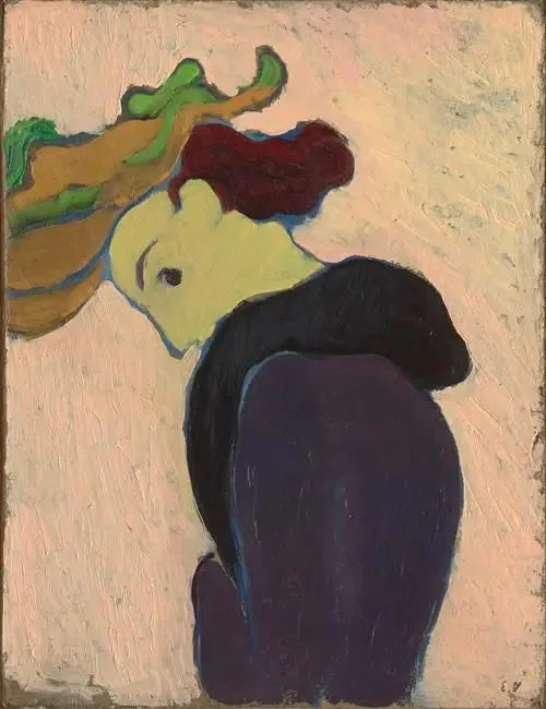אישה בפרופיל עם כובע ירוק - אדואר ויולאר