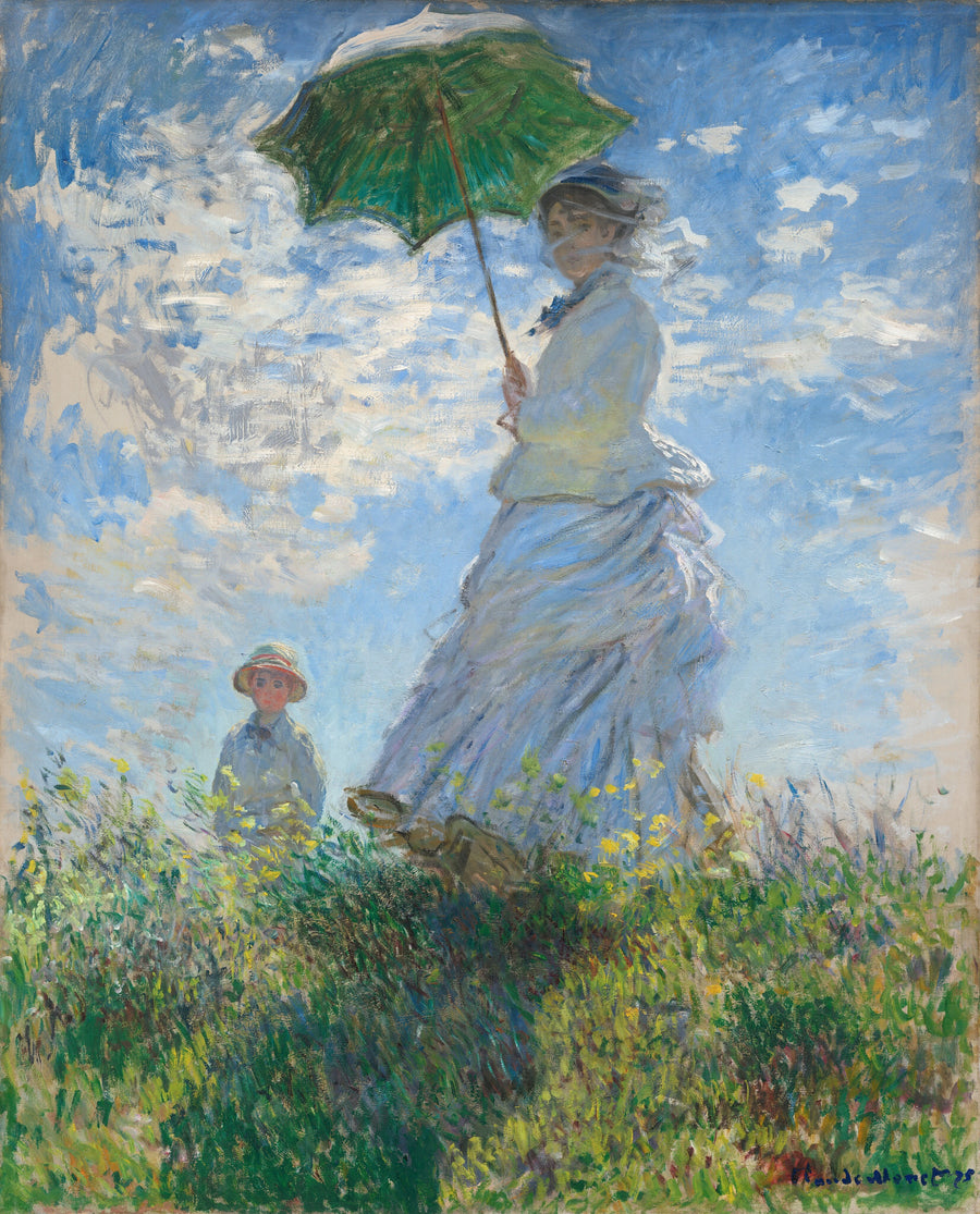 La Femme au parasol – Madame Monet et son fils de Claude Monet, vue complète haute définition