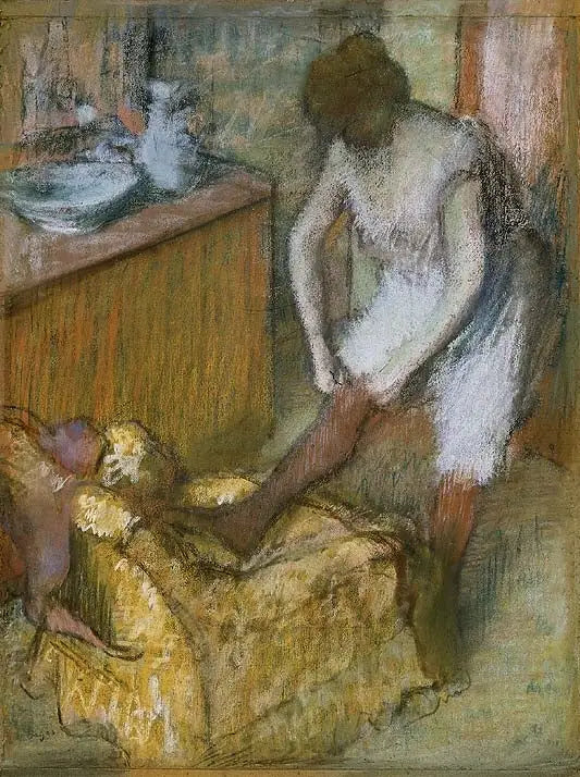אישה לובשת גרביים - אדגר דגה