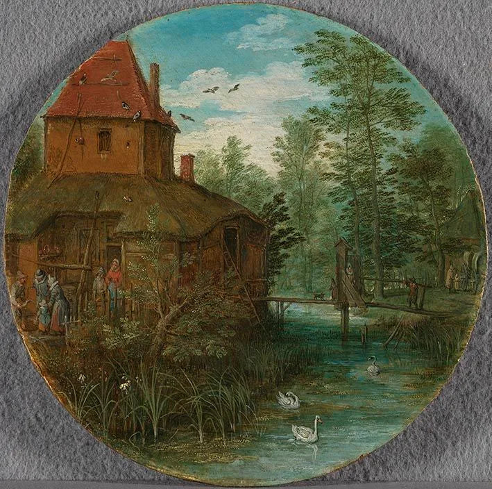 Ferme au bord du ruisseau - Jan Brueghel l'Ancien image 1 tableau peint à l’huile sur toile