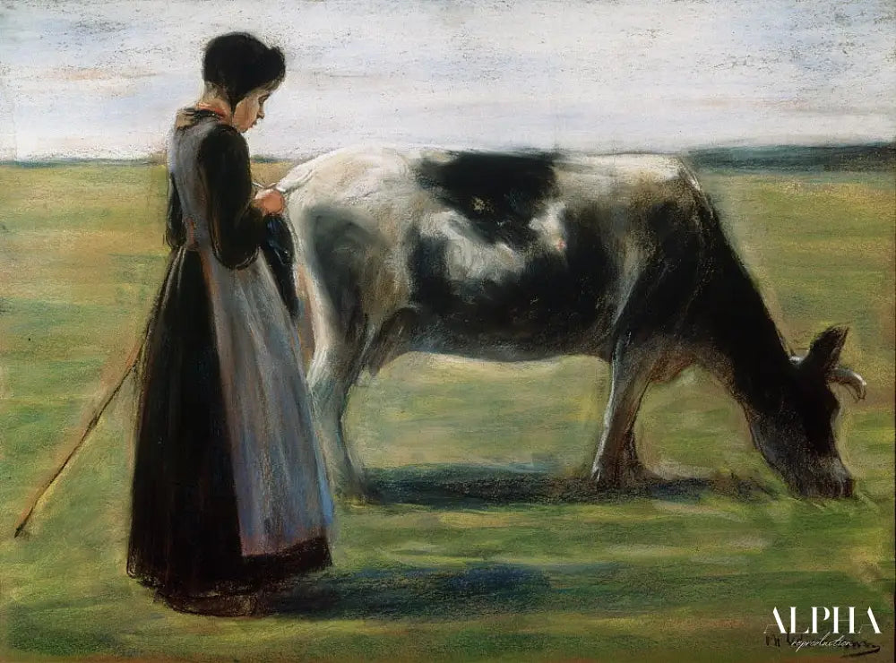 Fermière avec une vache - Max Liebermann - Reproductions de tableaux et peintures haut de gamme