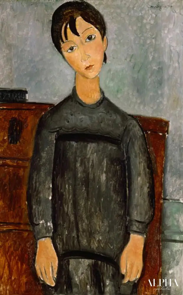 Fille avec le tablier noir - Amedeo Modigliani - Reproductions de tableaux et peintures haut de gamme