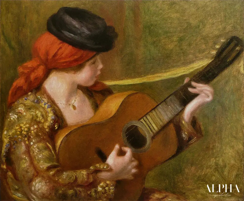 Fille avec une guitare - Pierre-Auguste Renoir - Reproductions de tableaux et peintures haut de gamme