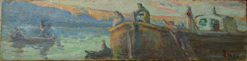 נוף של שדות עם עגלה ותינוק - מקסימיליאן לוס