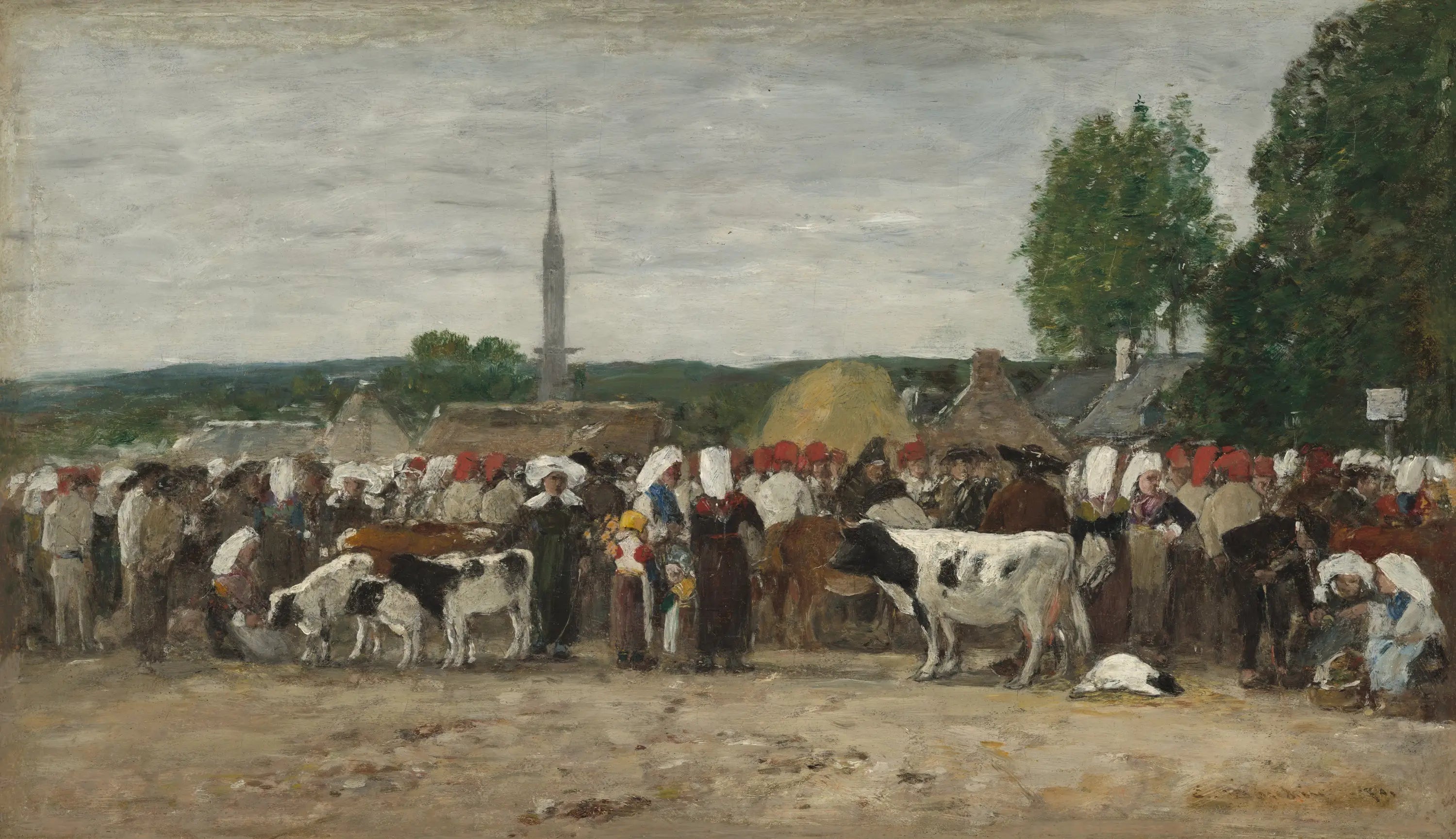 Foire en Bretagne - Eugène Boudin image 1 reproduction artisanale de tableau