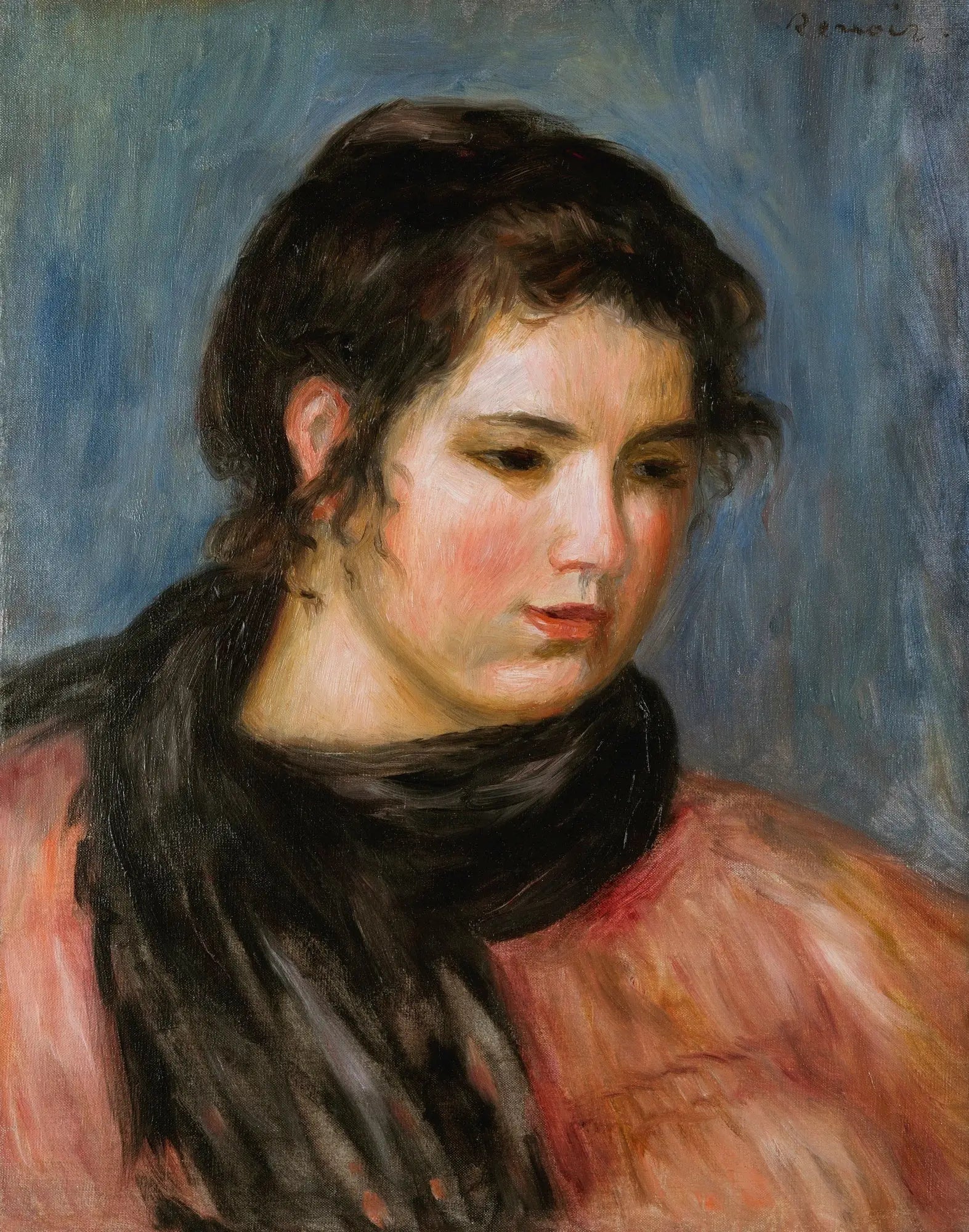 Gabrielle à l'écharpe noire - Pierre-Auguste Renoir image 1 reproduction de peinture à l’huile