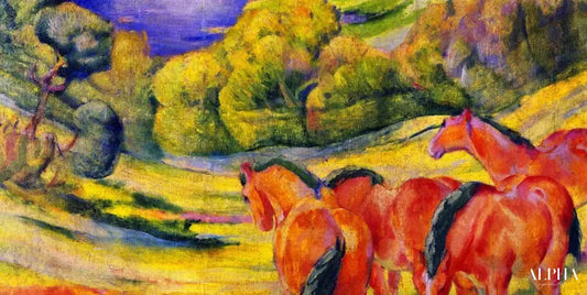 Grand Paysage I (Paysage avec chevaux rouges) - Franz Marc - Reproductions de tableaux et peintures haut de gamme