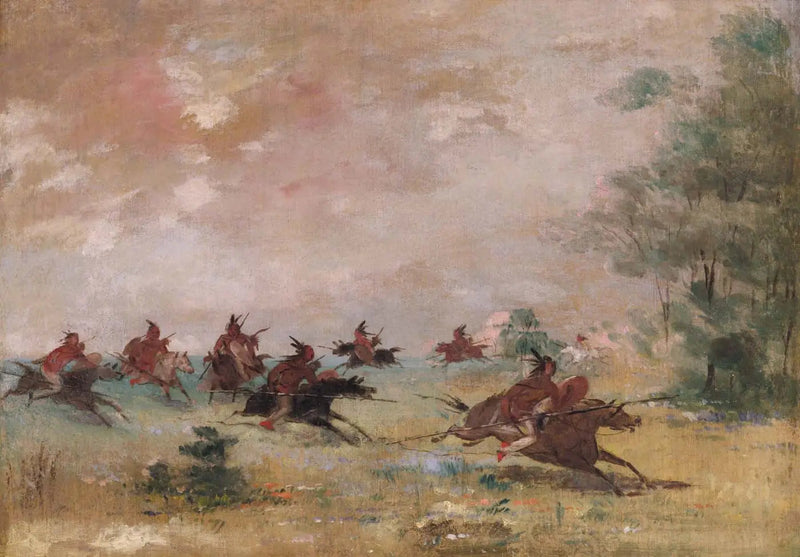 קבוצת מלחמה קומנץ, רכובה על סוסים פראיים - ג'ורג' קאטלין