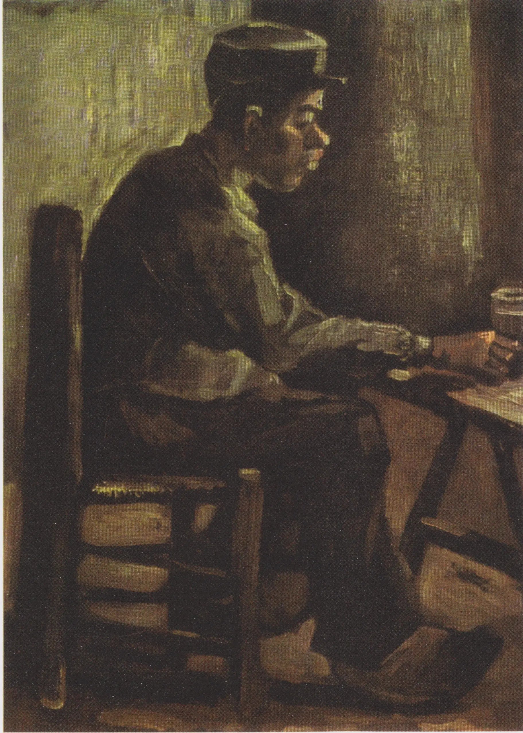 Reproduction du tableau « Homme à une table - Vincent van Gogh » par Alpha Reproduction en peinture à l’huile