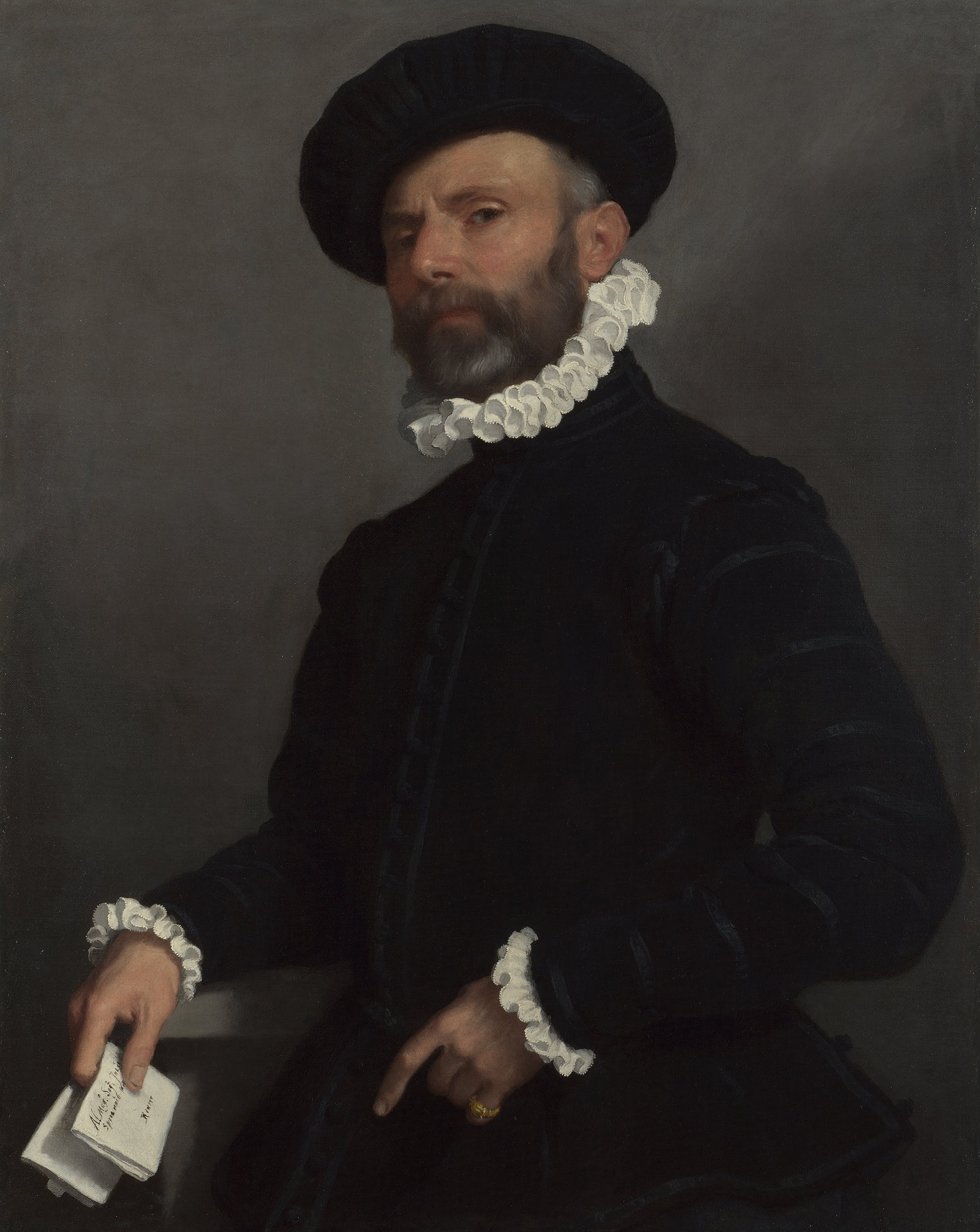 Homme tenant une lettre - Giovanni Battista Moroni - Alpha Reproduction