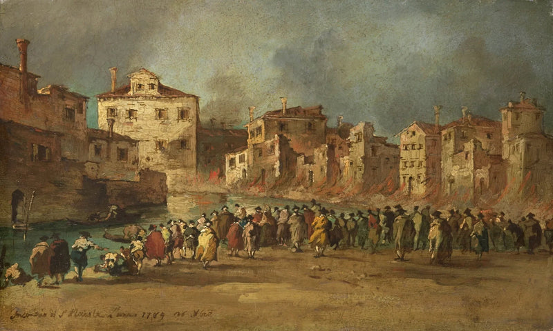 שריפה במחסן שמן בסן מרקולה, ונציה, 28 בנובמבר 1789 - פרנצ'סקו גארדי