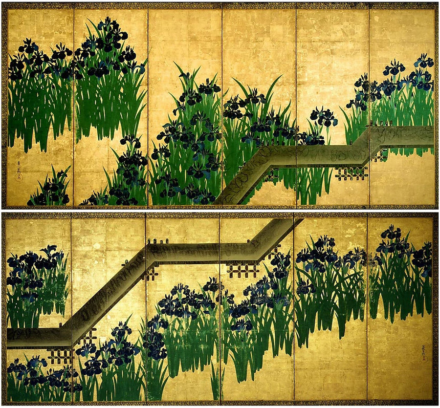 Iris à Yatsuhashi, Ogata Kōrin, après 1709
