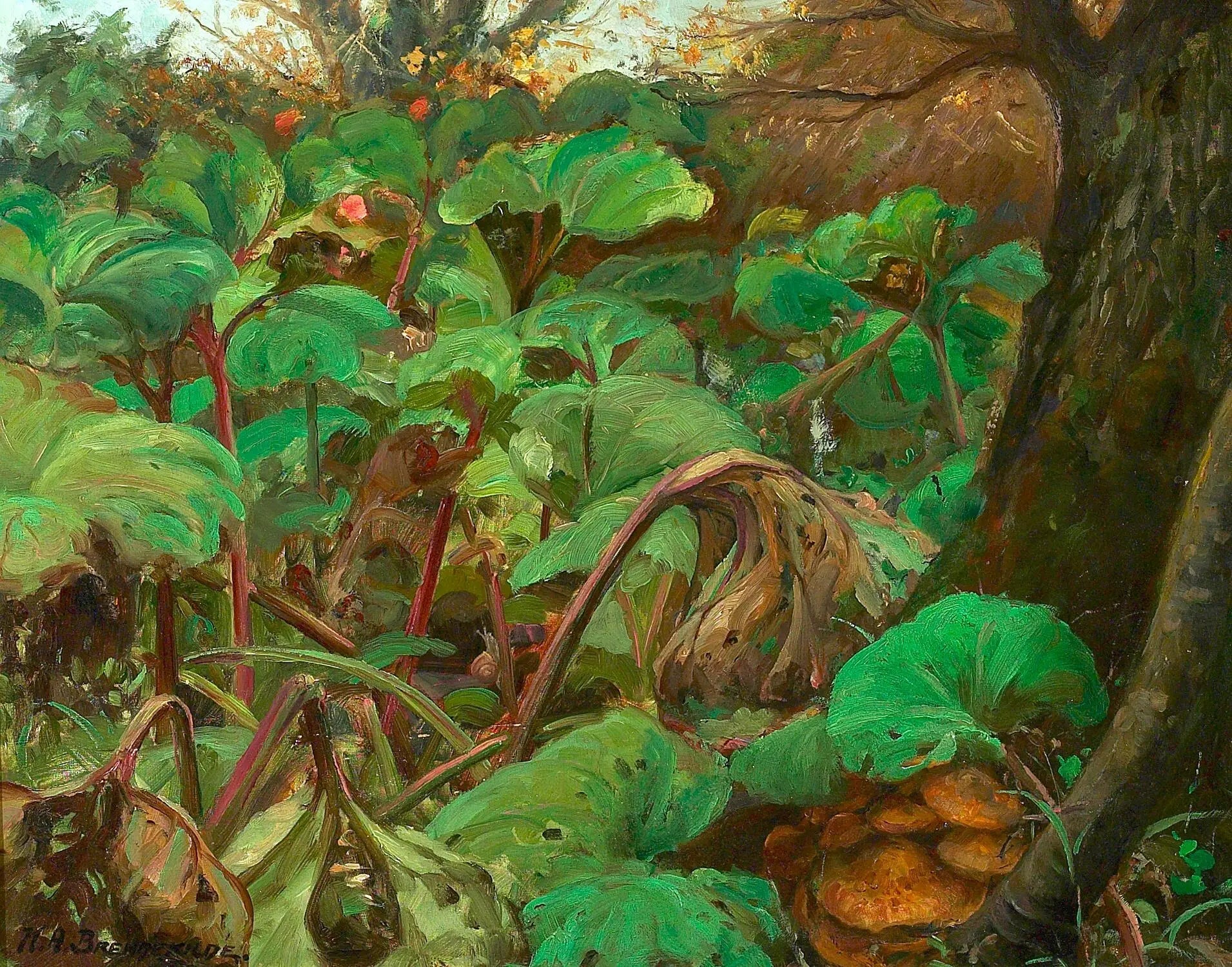 Jardin de rhubarbes à Herlufsholm. - H. A. Brendekilde - Alpha Reproduction
