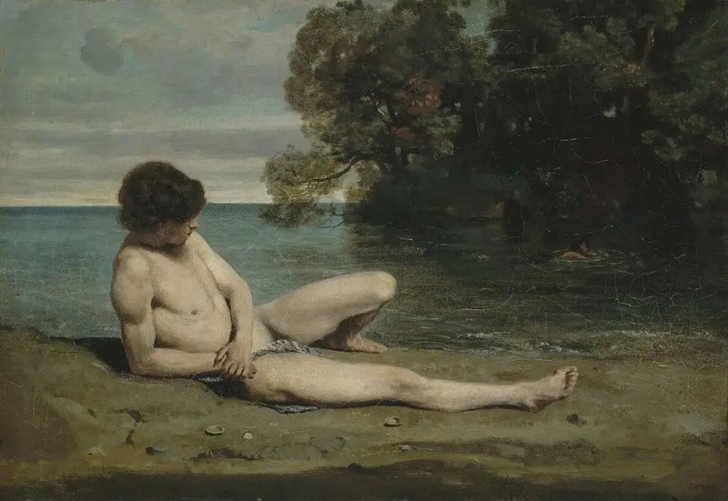 תינוק שוכב על החוף - ז'אן-בטיסט קמיל קורו