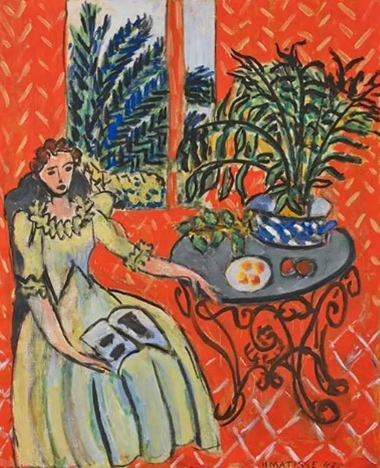 נערה בירוק בתוך פנים אדומים - אנרי מאטיס