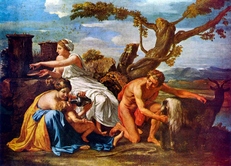 יופיטר ילד מוזן על ידי העז אלמלה - ניקולא פוסן