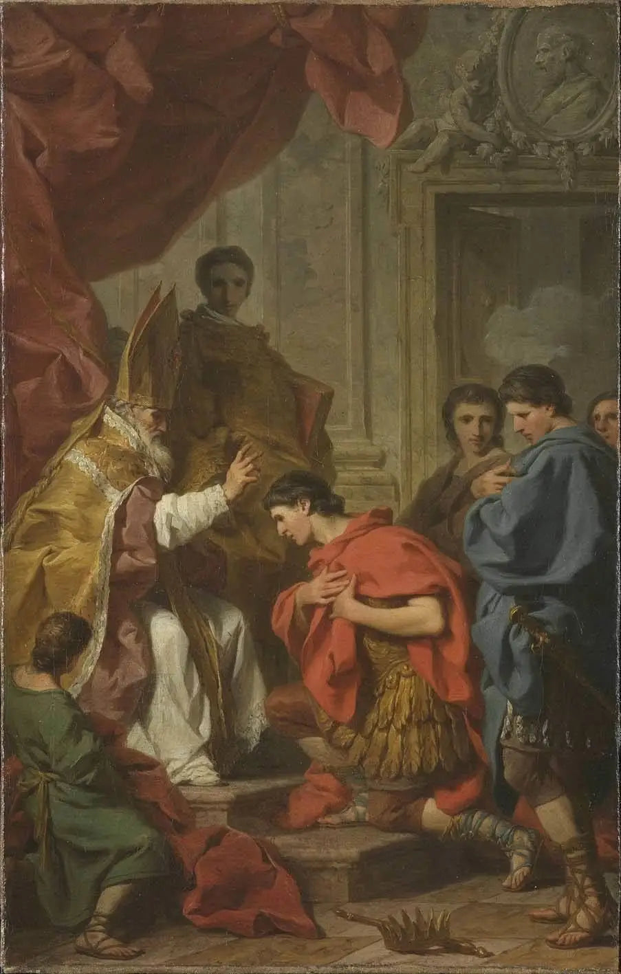 Kaiser Theodosius vor dem hl. Ambrosius - Pierre Subleyras image 1 tableau peint à l’huile sur toile
