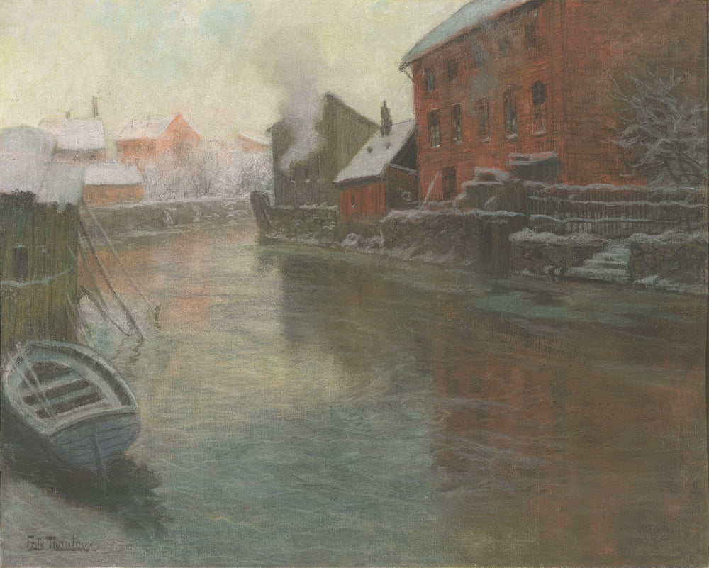 L'Hiver au bord du canal - Frits Thaulow image 1 reproduction artisanale de tableau