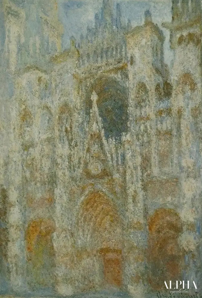 La Cathédrale de Rouen. Le portail, soleil matinal ; harmonie bleue (W1355) - Claude Monet - Reproductions de tableaux et peintures haut de gamme