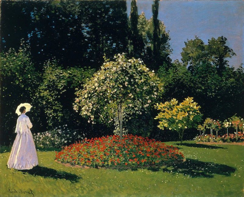 האישה בלבן בגינה - Claude Monet