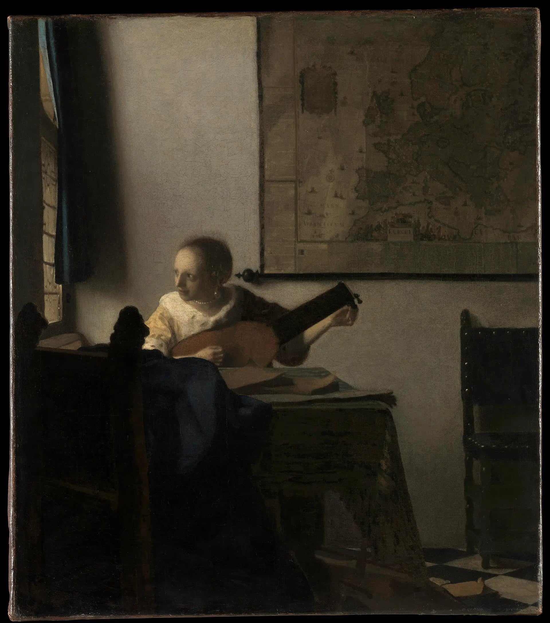 Reproduction du tableau « La Femme au luth - Johannes Vermeer » par Alpha Reproduction en peinture à l’huile
