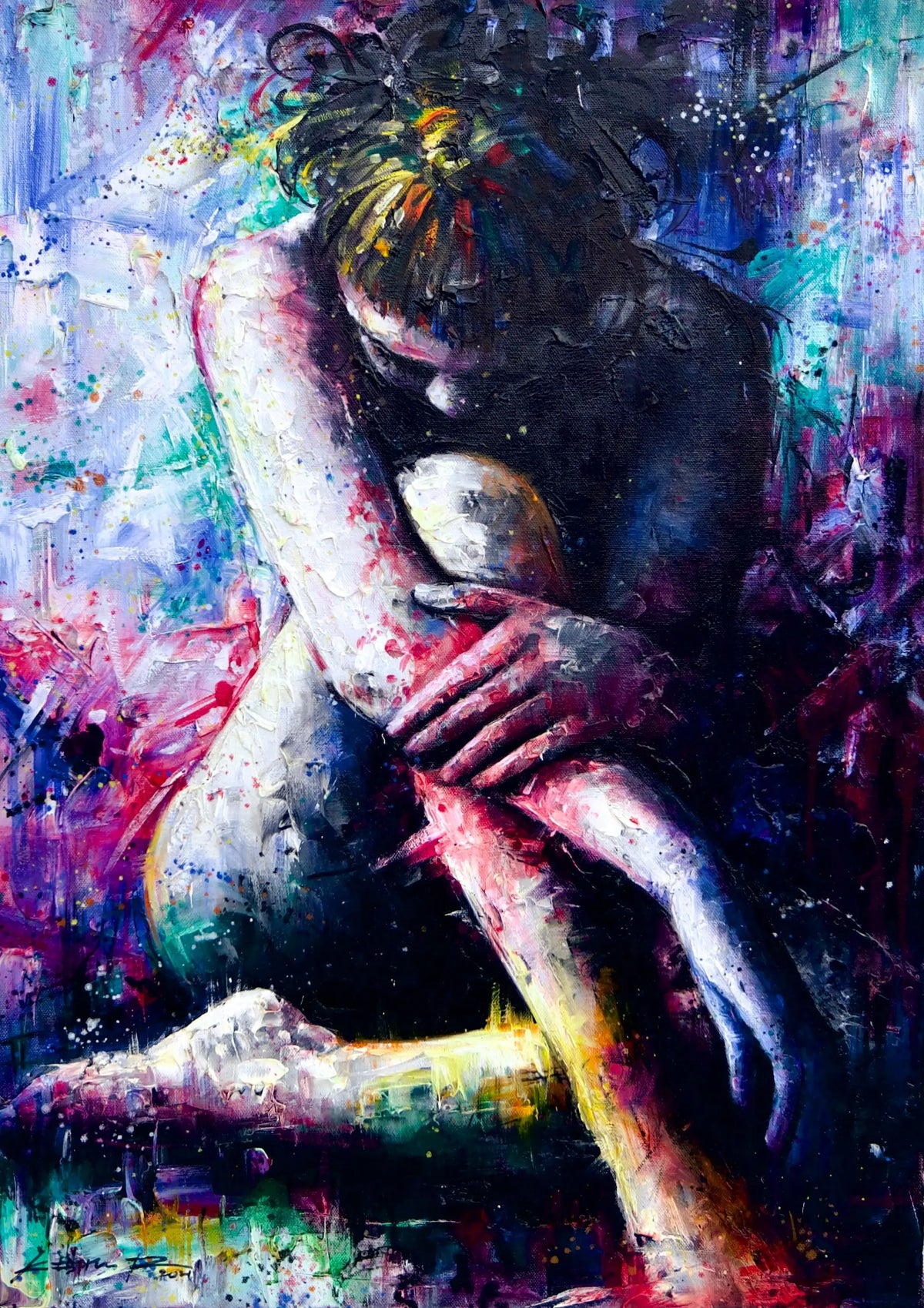The Purple Girl - Kesorn | 50 x 70 cm Reproductions de tableaux à la peinture à l’huile