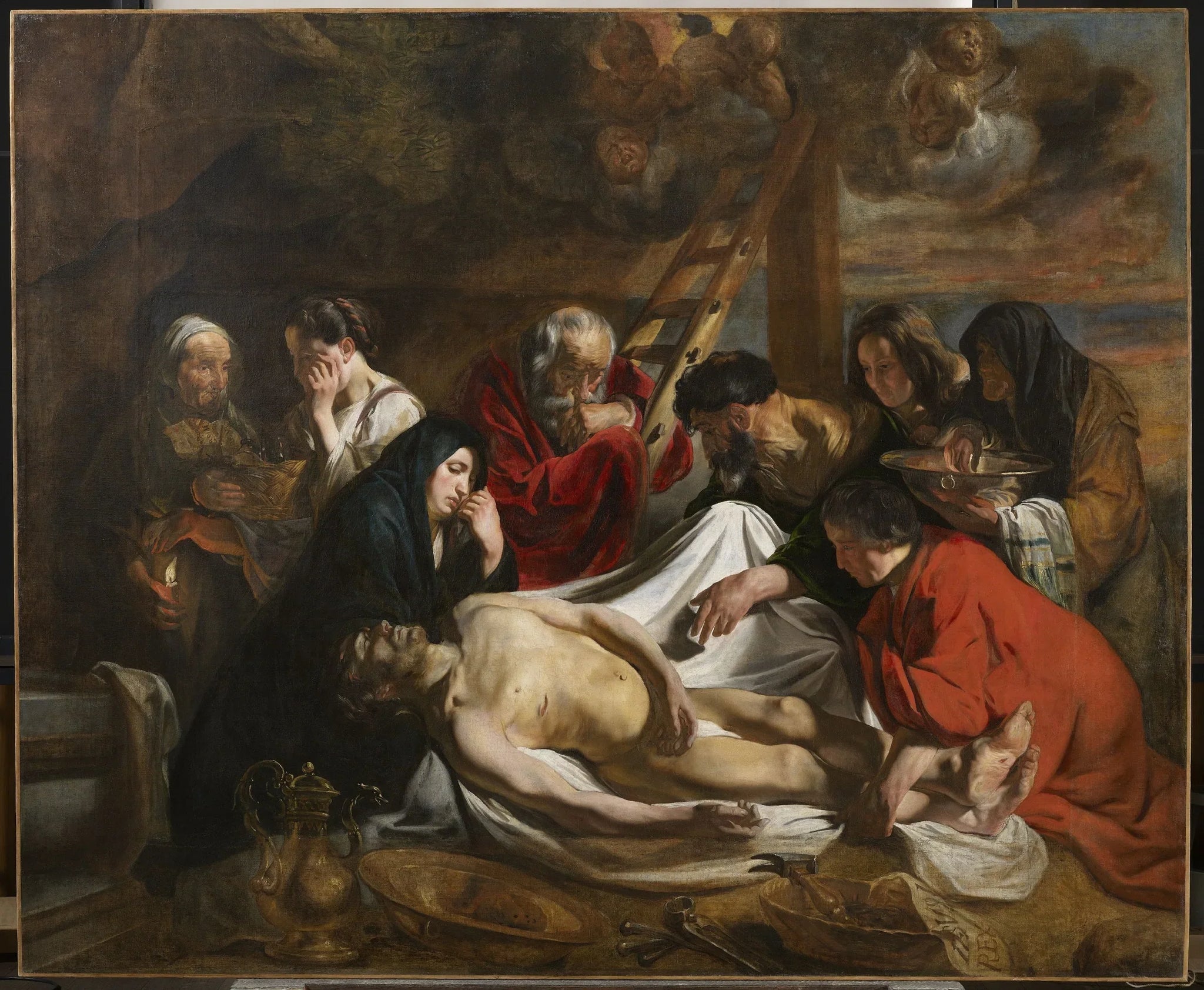 La lamentation sur le corps du Christ mort - Jacob Jordaens image 1 copie peinte à la main à l’huile