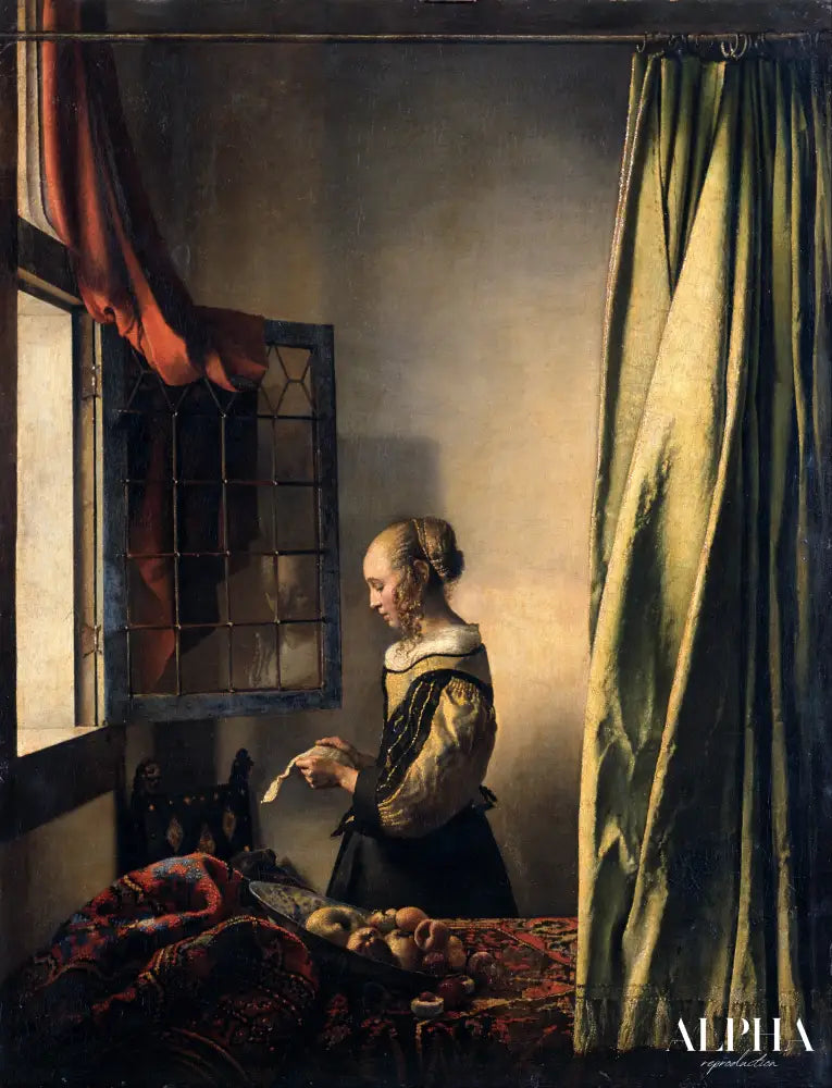 La Liseuse à la fenêtre - Johannes Vermeer - Reproductions de tableaux et peintures haut de gamme