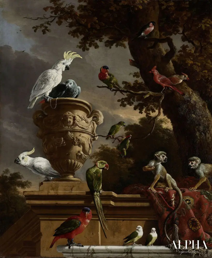 La Ménagerie - Melchior d'Hondecoeter - Reproductions de tableaux et peintures haut de gamme