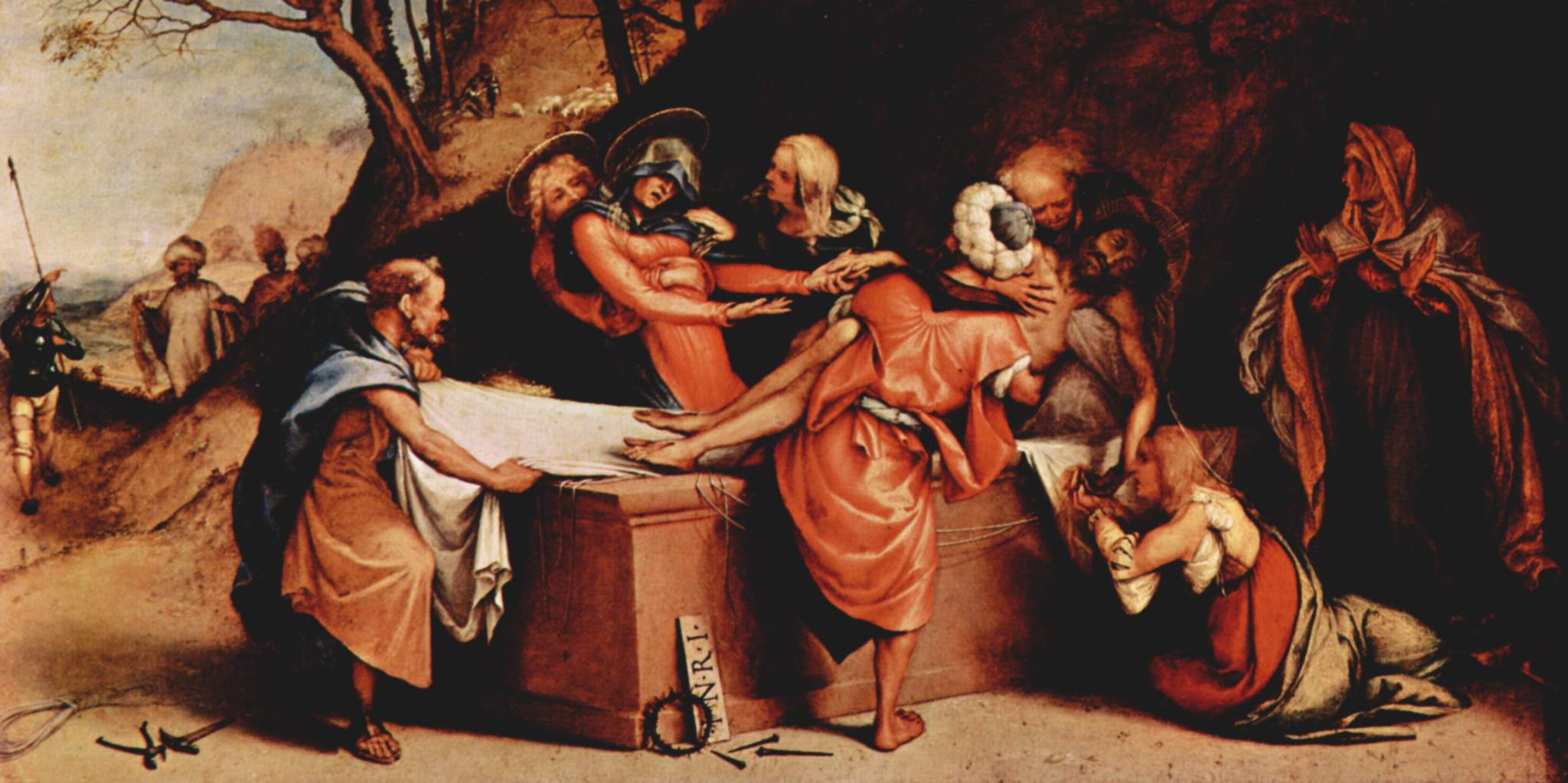 La Mise au tombeau du Christ (Lotto) - Lorenzo Lotto image 1 copie peinte à la main à l’huile