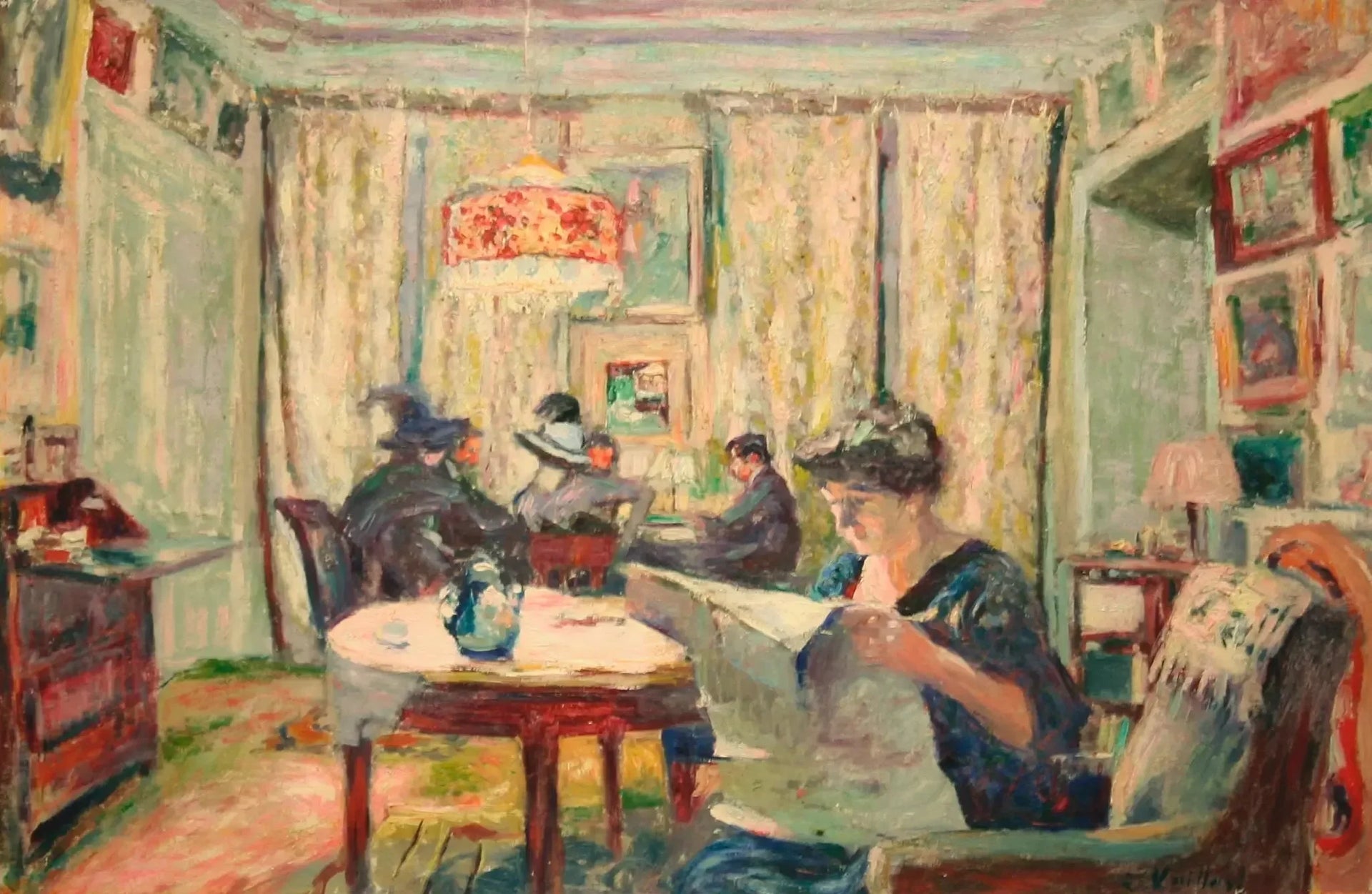 La partie de bridge - Édouard Vuillard image 1 reproduction de peinture à l’huile