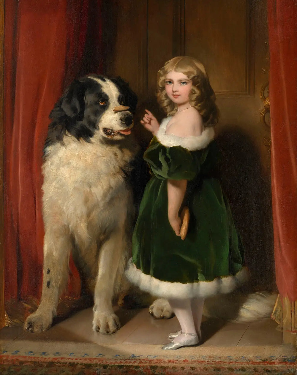 La princesse Mary de Cambridge avec Nelson un chien Terre-Neuve - Edwin Henry Landseer - Alpha Reproduction