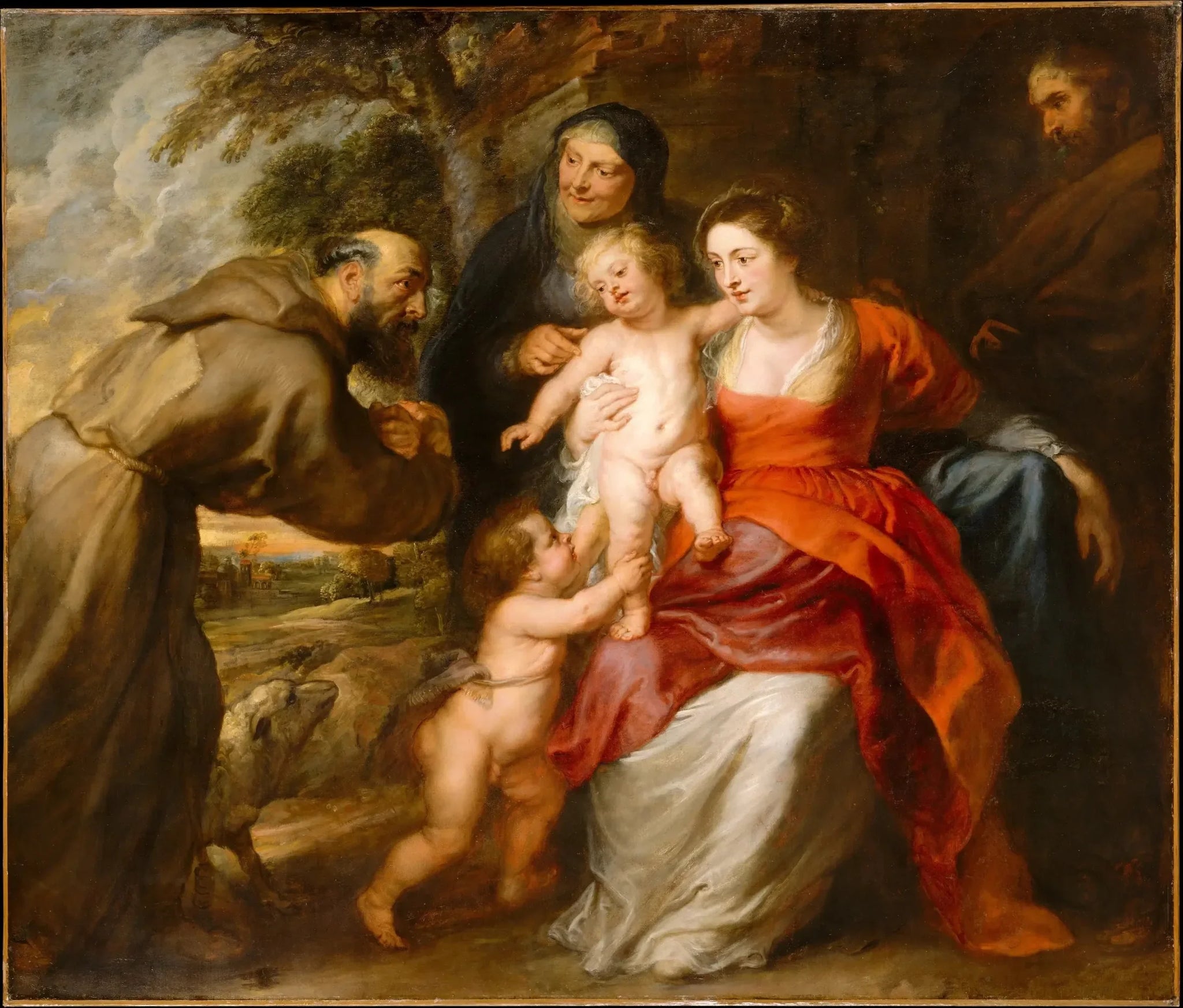 La Sainte Famille avec les saints François et Anne et l'enfant saint Jean-Baptiste - Peter Paul Rubens image 1 reproduction d’œuvre d’art à l’huile